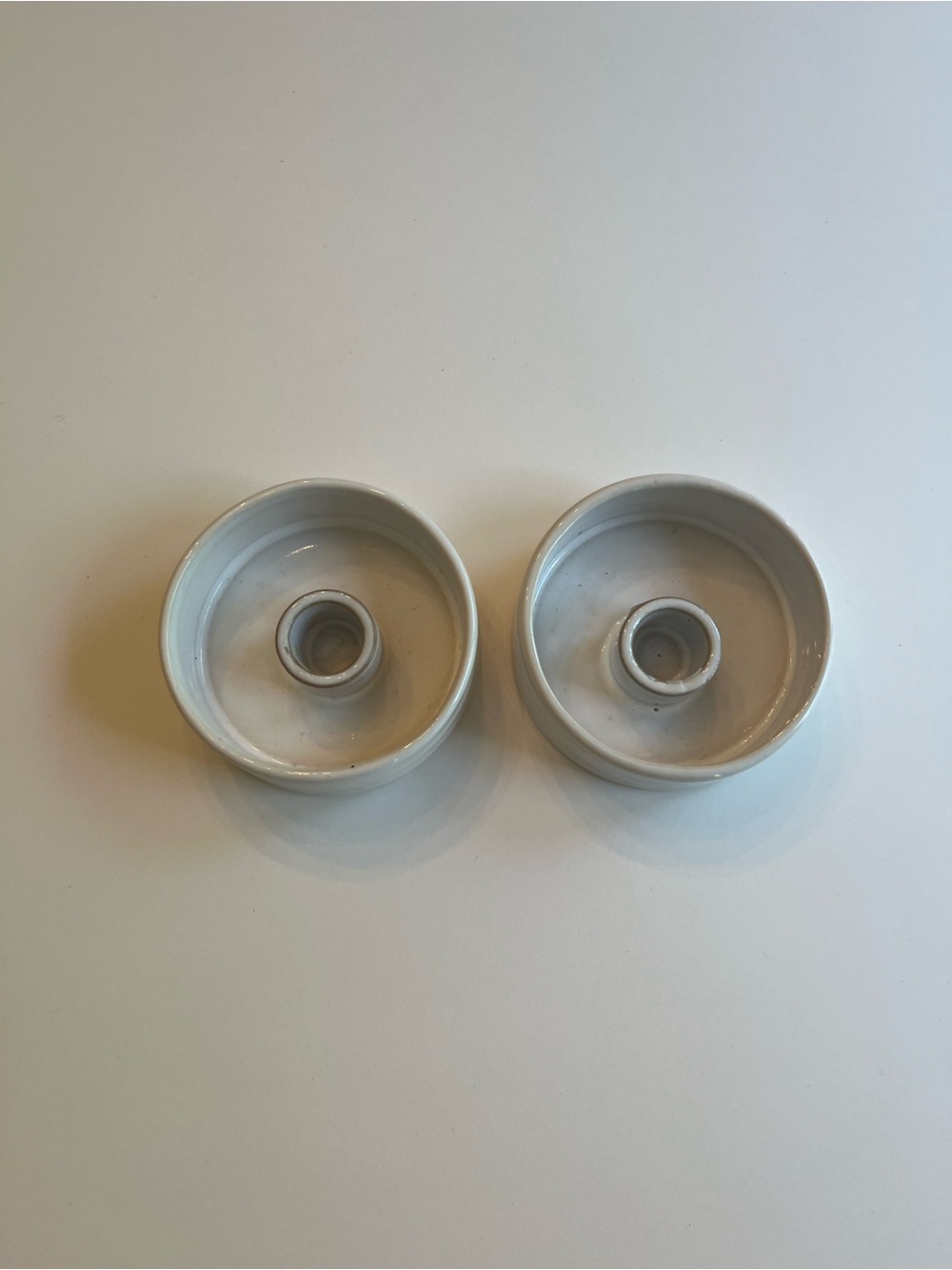 World Market White Ceramic Candle Holders - Set of 2